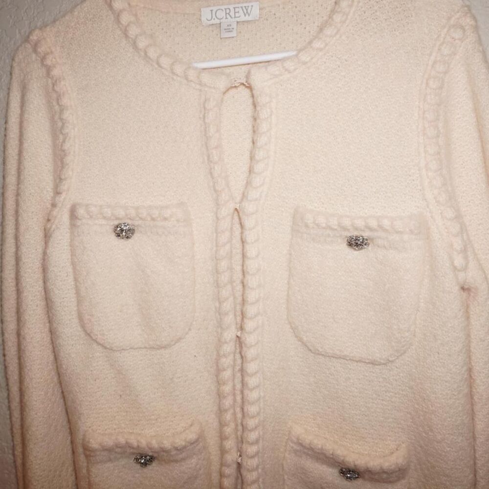 Jcrew Women's Cream and Pink Cardigan - Picture 6 of 6